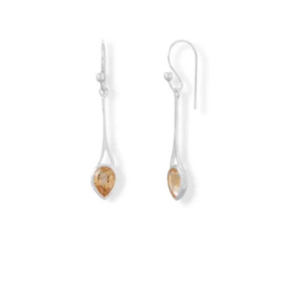 Pear Shaped Citrine Drop Earrings